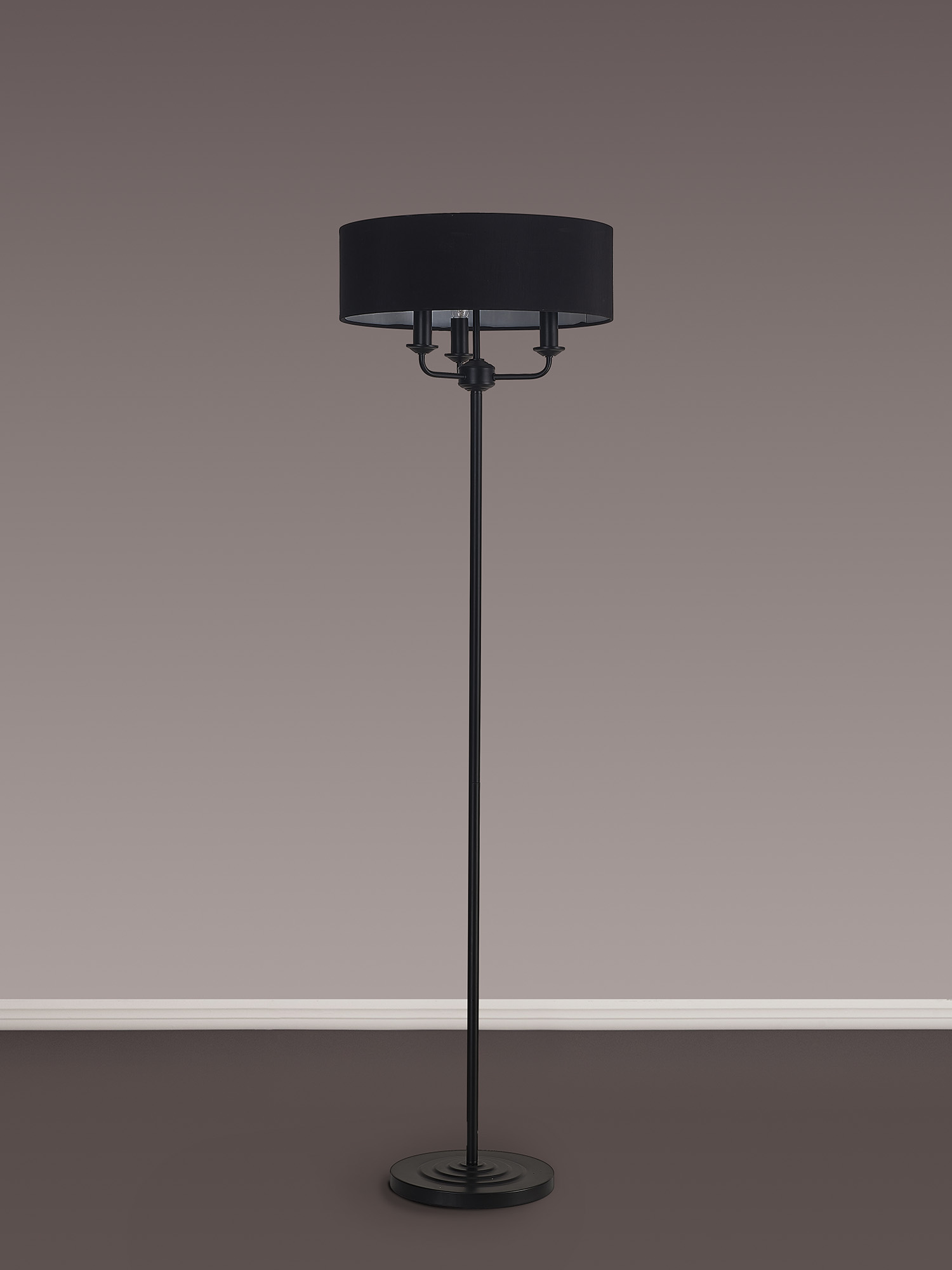 Banyan 45cm 3 Light Floor Lamp Matt Black, Black DK1055  Deco Banyan MB BL